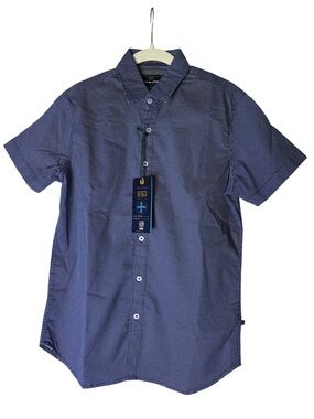 Men's Nickel & Iron Golf Short-Sleeve Navy Microdot Button-Down Shirt